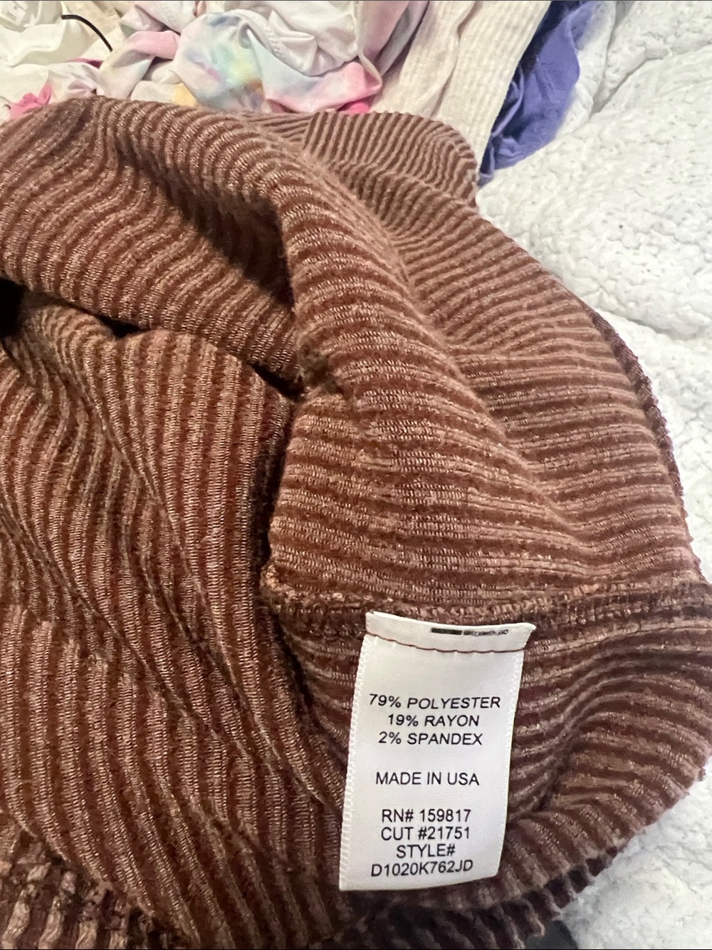 Altar'd State Cropped Ribbed Button-Front Cardigan — Brown - Picture 6 of 6